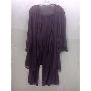 R & M Collection Sheer Plum 3/4 Sleeve Pants Set Size 24W